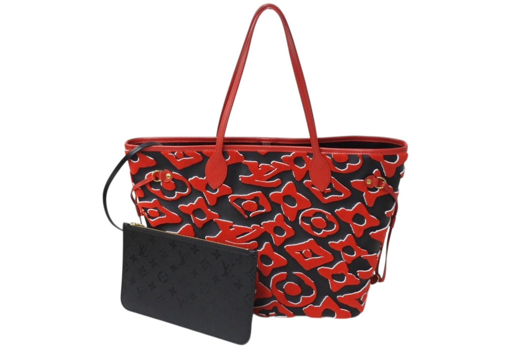 新品未使用 LOUIS VUITTON ルイヴィトン ネヴァーフルMM LV×UF ウルスフィッシャー トートバッグ M45544 ブラック レッド 中古 4b003008