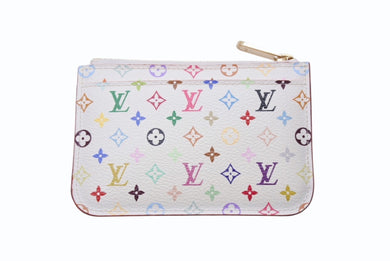 極美品 LOUIS VUITTON ルイヴィトン ポシェット クレ コインケース 小銭入れ M93734 モノグラム マルチカラー ホワイト 村上隆 中古 4b004660