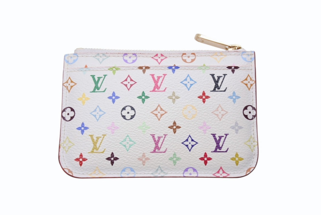極美品 LOUIS VUITTON ルイヴィトン ポシェット クレ コインケース 小銭入れ M93734 モノグラム マルチカラー ホワイト 村上隆 中古 4b004660