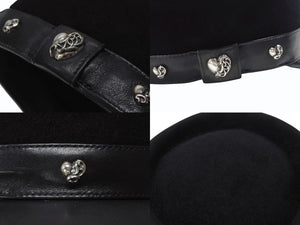 CHROME HEARTS クロムハーツ ケルティックハート キャスケット サイズS ビーバーウール ラムレザー シルバー925 ブラック 美品 中古 4b004872