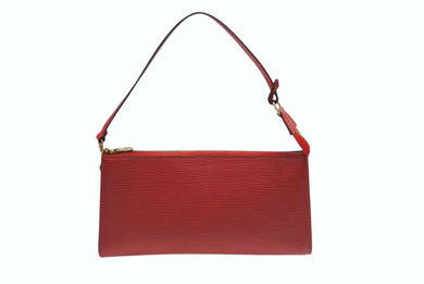 LOUIS VUITTON ルイヴィトン ポシェット アクセソワール アクセサリーポーチ エピレザー M5294E レッド ゴールド金具 美品 中古 4b008101
