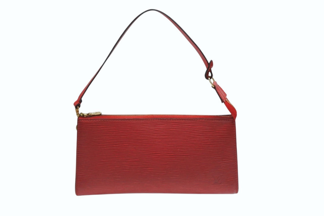 LOUIS VUITTON ルイヴィトン ポシェット アクセソワール アクセサリーポーチ エピレザー M5294E レッド ゴールド金具 美品 中古 4b008101