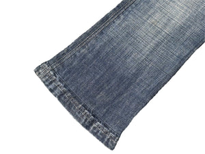 極美品 ANTIK DENIM アンティックデニム ターコイズ装飾 刺繍 フレアデニム USA製 コットン ブルー サイズ28 中古 4b006217