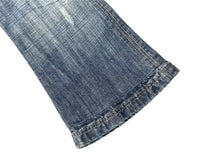 Load image into Gallery viewer, 極美品 ANTIK DENIM アンティックデニム ターコイズ装飾 刺繍 フレアデニム USA製 コットン ブルー サイズ28 中古 4b006217
