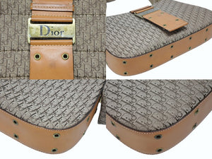 CHRISTIAN DIOR クリスチャンディオール ワンショルダーバッグ ストリートシック トロッターライン ベージュ ブラウン ゴールド金具 美品 中古 4b007744