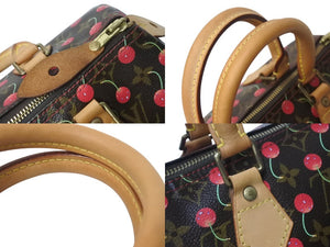 LOUIS VUITTON ルイヴィトン モノグラムチェリー スピーディ25 ハンドバッグ M95009 村上隆 ブラウン 美品 中古 4b000069