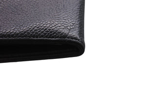 CHANEL シャネル 二つ折り長財布 ロングウォレット 8番台 ココマーク キャビアスキン ブラック フランス製 ゴールド金具 美品 中古 4c068516
