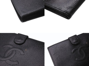 CHANEL シャネル 二つ折り長財布 ロングウォレット 8番台 ココマーク キャビアスキン ブラック フランス製 ゴールド金具 美品 中古 4c068516