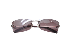 DOLCE&GABBANA ドルチェ&ガッバーナ リムレス サングラス メガネ ロゴ ラインストーン メタル パープル シルバー金具 美品 中古 4b001657