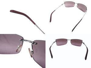 DOLCE&GABBANA ドルチェ&ガッバーナ リムレス サングラス メガネ ロゴ ラインストーン メタル パープル シルバー金具 美品 中古 4b001657