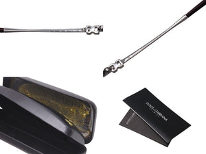 DOLCE&GABBANA ドルチェ&ガッバーナ リムレス サングラス メガネ ロゴ ラインストーン メタル パープル シルバー金具 美品 中古 4b001657