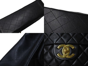 CHANEL シャネル デカマトラッセ チェーンショルダーバッグ シングルフラップ 2番台 ブラック ゴールド金具 美品 中古 4b000173