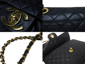 CHANEL シャネル デカマトラッセ チェーンショルダーバッグ シングルフラップ 2番台 ブラック ゴールド金具 美品 中古 4b000173