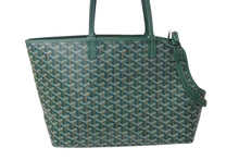 Load image into Gallery viewer, Like new GOYARD Chian Gris Pet Bag CHIENGPMLTY09CL09P Green PVC Leather Silver Hardware Pre-owned 4c050625 