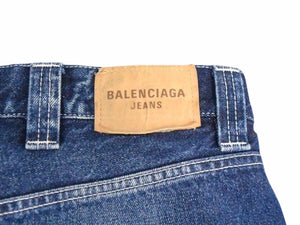 BALENCIAGA バレンシアガ 22SS JEAN 50/50 デニムパンツ ジーンズ 662758 サイズXXS 2トーン ドッキング 刺繍ロゴ 良品 中古 4c053545