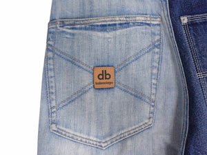 BALENCIAGA バレンシアガ 22SS JEAN 50/50 デニムパンツ ジーンズ 662758 サイズXXS 2トーン ドッキング 刺繍ロゴ 良品 中古 4c053545