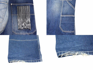 BALENCIAGA バレンシアガ 22SS JEAN 50/50 デニムパンツ ジーンズ 662758 サイズXXS 2トーン ドッキング 刺繍ロゴ 良品 中古 4c053545