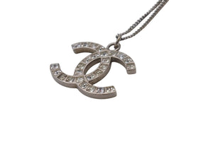 CHANEL シャネル ネックレス ココマーク アクセサリー 13P刻印 メタル スクエアストーン シルバー 5.6g 美品 中古 4c053612