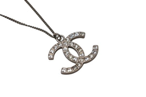 CHANEL シャネル ネックレス ココマーク アクセサリー 13P刻印 メタル スクエアストーン シルバー 5.6g 美品 中古 4c053612