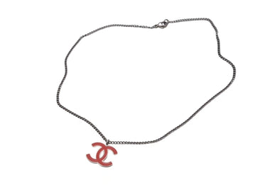 極美品 CHANEL シャネル ココマーク ネックレス アクセサリー 04A刻印 メタル シルバー オレンジ 中古 4c055551