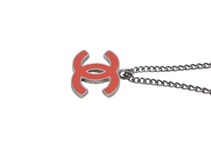 極美品 CHANEL シャネル ココマーク ネックレス アクセサリー 04A刻印 メタル シルバー オレンジ 中古 4c055551