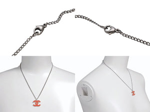 極美品 CHANEL シャネル ココマーク ネックレス アクセサリー 04A刻印 メタル シルバー オレンジ 中古 4c055551