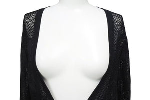 CHANEL シャネル カーディガン ブラック 黒 P21313V01305 シースルー ココシャネル レーヨン サイズ42 美品 中古 4c056008