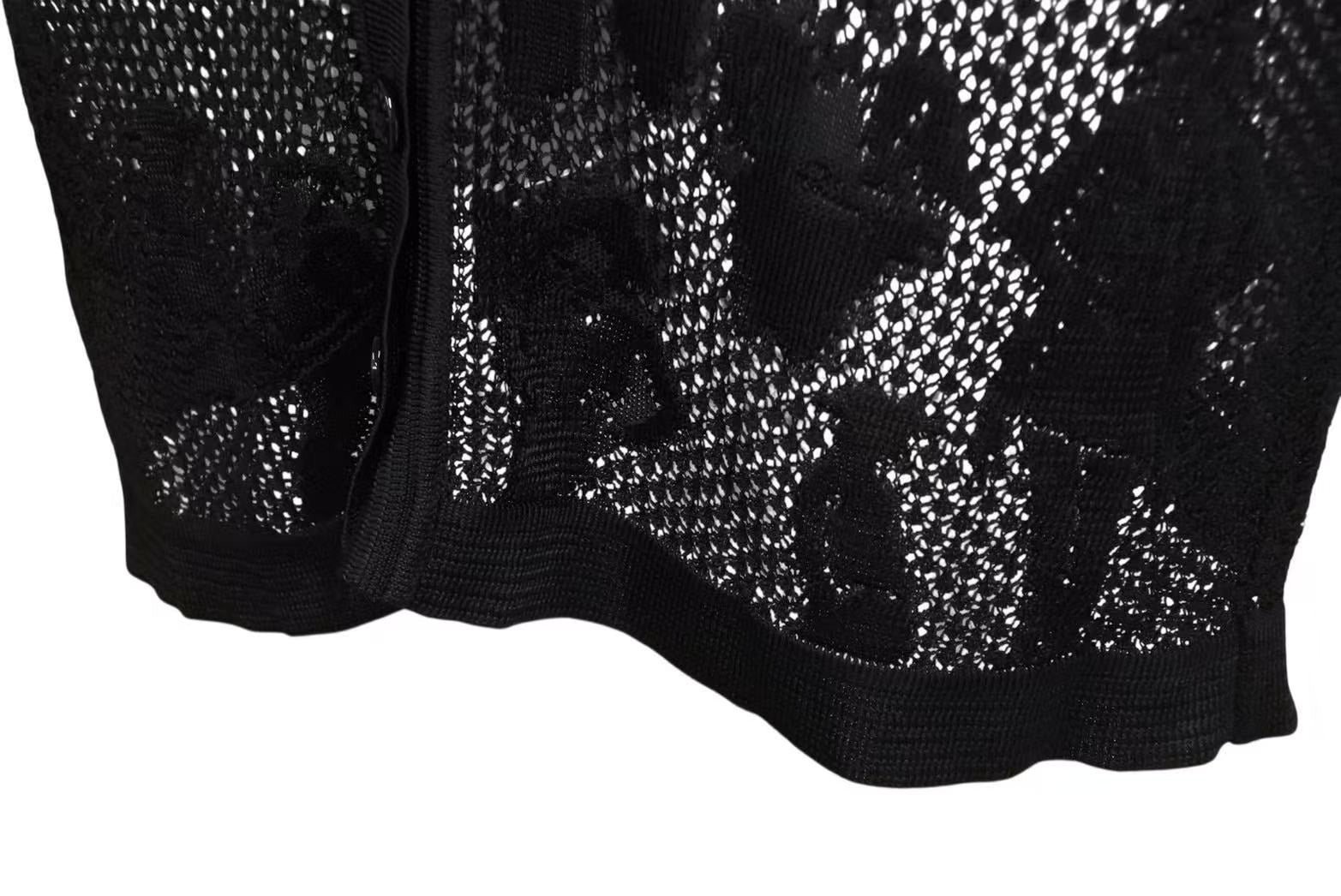 CHANEL - CHANEL シャネル カーディガン ブラック 黒 P21313V01305 シースルー ココシャネル レーヨン サイズ42 美品 中古 4c056008 CHANEL シャネル カーディガン ブラック 黒 P21313V01305