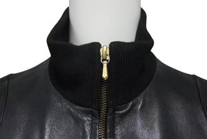 CHANEL シャネル ココマーク レザー ジャケット ブラック ロゴ アウター シルク ヴィンテージ サイズ36 良品 中古 4c056056