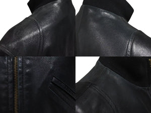 CHANEL シャネル ココマーク レザー ジャケット ブラック ロゴ アウター シルク ヴィンテージ サイズ36 良品 中古 4c056056