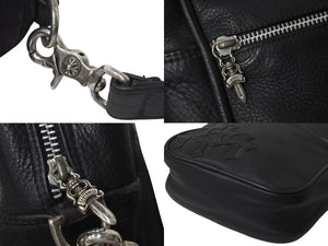 CHROME HEARTS クロムハーツ TAKA タカ クロスパッチ ショルダーバッグ ブラック レザー シルバー925 セメタリ―クロス 美品 中古 4c056183