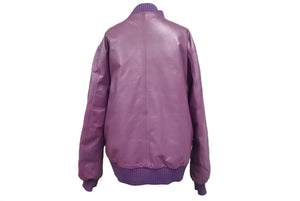 A BATHING APE アベイシングエイプ リバーシブル レザー ダウン ボンバー ジャケット パープル シルバー金具 美品 中古 4c058953 