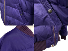Load image into Gallery viewer, A BATHING APE アベイシングエイプ リバーシブル レザー ダウン ボンバー ジャケット パープル シルバー金具 美品 中古 4c058953