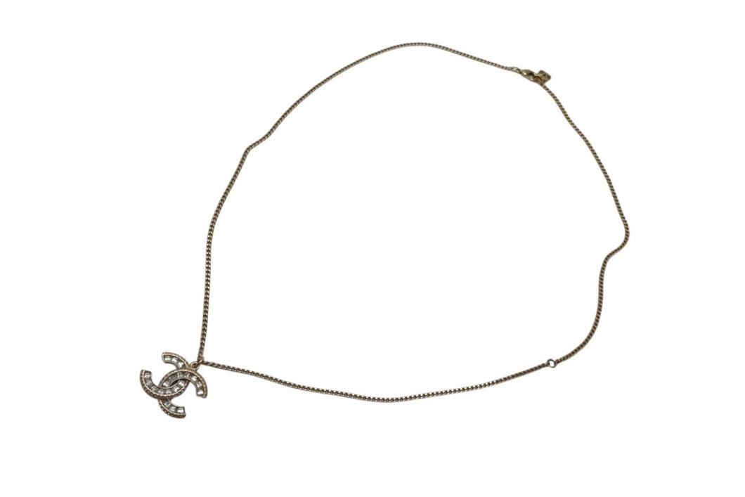 CHANEL シャネル ネックレス ココマーク ヴィンテージ アクセサリー F16V刻印 GP スクエアストーン ゴールド 美品 中古 4c060796