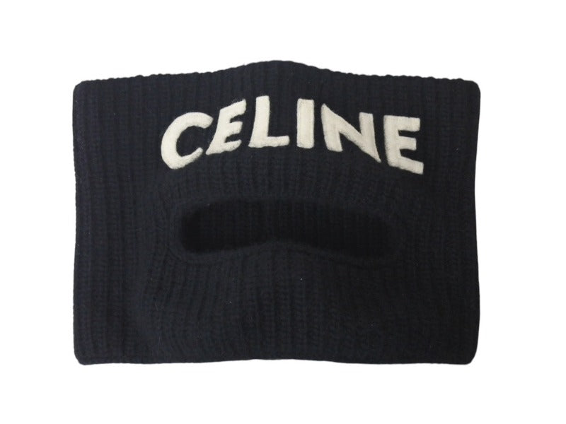 CELINE セリーヌ Knit Skimask black ニット スキーマスク ブラック フリーサイズ 美品 中古 4c062369