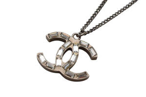CHANEL シャネル ココマークネックレス リバーシブル 09A刻印 重量約9.8 シルバー ラインストーン ラメ メタル 美品 中古 4c063074