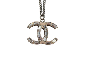 CHANEL シャネル ココマークネックレス リバーシブル 09A刻印 重量約9.8 シルバー ラインストーン ラメ メタル 美品 中古 4c063074