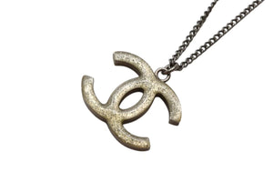 CHANEL シャネル ココマークネックレス リバーシブル 09A刻印 重量約9.8 シルバー ラインストーン ラメ メタル 美品 中古 4c063074