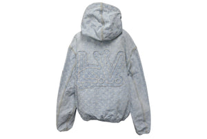 新品同様 LOUIS VUITTON ルイヴィトン 21AW NBA モノグラム ジップスルーフーディデニムジャケット ブルー サイズ50 中古 4c074602