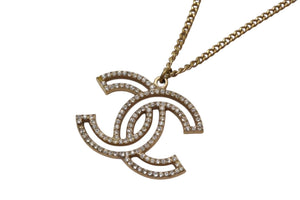 極美品 CHANEL シャネル ネックレス ココマーク アクセサリー ラインストーン F16V刻印 ゴールド 中古 4c065159