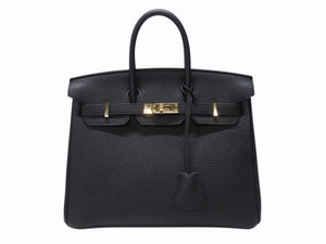 新品同様 HERMES エルメス バーキン25 トゴ Y刻印 ブラック ゴールド RG金具 中古 4c065751