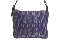 画像をギャラリービューアに読み込む, FENDI フェンディ ハンドバッグ ポーチ ズッキーノ 8BR252 キャンバス レザー ネイビー ブラウン シルバー金具 美品 中古 4c066278 