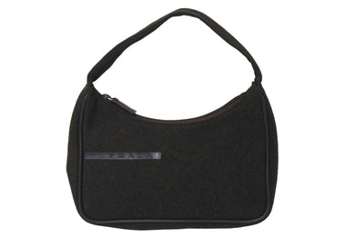 PRADA プラダ プラダスポーツ アクセサリーポーチ ハンドバッグ MV515 ウール カーフ ナイロン カーキ ブラウン 美品 中古 4c066279