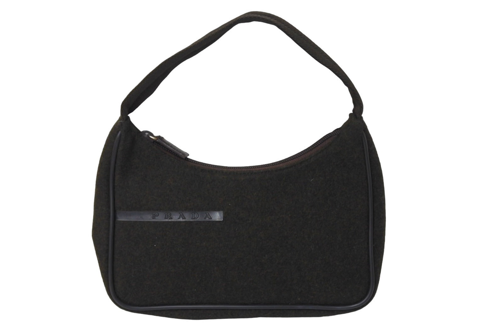 美品 PRADA プラダ ロゴ プレート マフラー ジッパーポケット付き 美品 PRADA プラダ ロゴ プレート マフラー ジッパーポケット付き