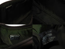 画像をギャラリービューアに読み込む, PRADA プラダ プラダスポーツ アクセサリーポーチ ハンドバッグ MV515 ウール カーフ ナイロン カーキ ブラウン 美品 中古 4c066279 