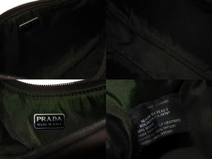 PRADA プラダ プラダスポーツ アクセサリーポーチ ハンドバッグ MV515 ウール カーフ ナイロン カーキ ブラウン 美品 中古 4c066279 