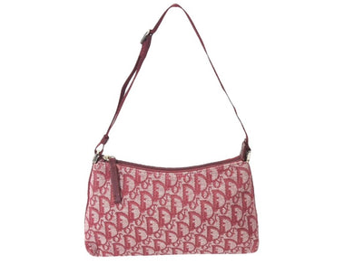 Christian Dior クリスチャンディオール ショルダーバッグ トロッター柄 キャンバス レザー レッド 美品 中古 4c066300