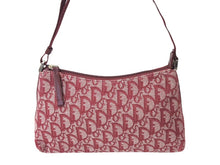Load image into Gallery viewer, Christian Dior クリスチャンディオール ショルダーバッグ トロッター柄 キャンバス レザー レッド 美品 中古 4c066300