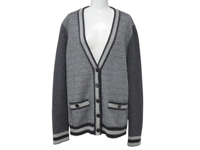 極美品 CHANEL シャネル カーディガン P46773K05936 サイズ38 ココマークボタン ウール カシミヤ グレー 中古 4c066320