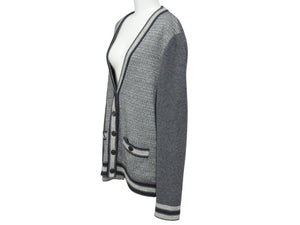 極美品 CHANEL シャネル カーディガン P46773K05936 サイズ38 ココマークボタン ウール カシミヤ グレー 中古 4c066320